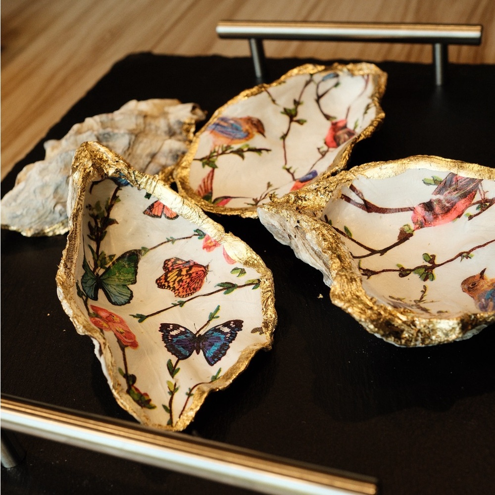 Butterfly or Bird Oyster Shell Ring/Jewelry Dish - Holiday, stocking stuffer